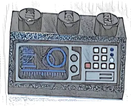 Slope 45 2 x 3 with Light Bluish Gray Control Panel with White and Red Buttons and Blue Circles and Bar Chart on Screen Pattern (Sticker) - Set 75315