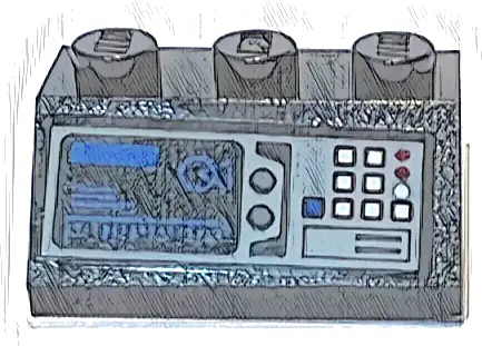 Slope 45 2 x 3 with Light Bluish Gray Control Panel with White and Blue Buttons and Rectangle and Bar Chart on Screen Pattern (Sticker) - Set 75315