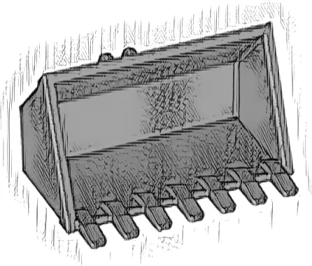 Vehicle, Digger Bucket 7 Teeth 3 x 6 with Locking 2 Finger Hinge