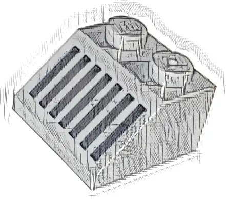 Slope 45 2 x 2 with Black Grille with 7 Vertical Lines Pattern
