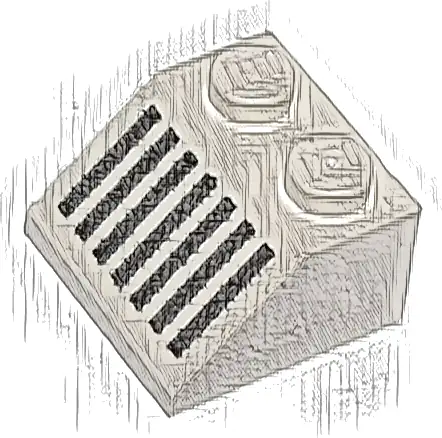 Slope 45 2 x 2 with Black Grille with 7 Vertical Lines Pattern