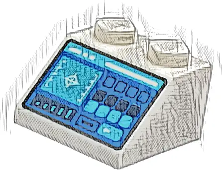 Slope 45 2 x 2 with Control Panel with Medium Azure and Dark Blue Buttons, Crosshairs, Bar Chart and Slot Pattern
