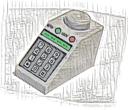 Slope 45 2 x 1 with Number Keypad, 'OPEN', 'LOCK', and Green and Red Buttons Pattern