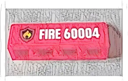 Panel 1 x 4 x 1 with Flame on Black Shield Fire Logo Badge, White 'FIRE 60004' Pattern Model Left Side (Sticker) - Set 60004