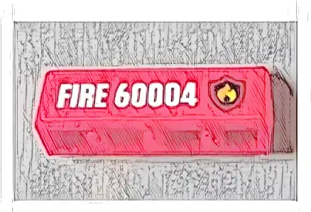 Panel 1 x 4 x 1 with Flame on Black Shield Fire Logo Badge, White 'FIRE 60004' Pattern Model Right Side (Sticker) - Set 60004