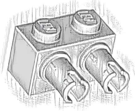 Brick, Modified 1 x 2 with Pins