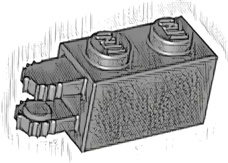 Hinge Brick 1 x 2 Locking with 2 Fingers Horizontal End