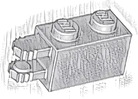 Hinge Brick 1 x 2 Locking with 2 Fingers Horizontal End