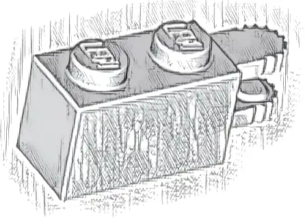 Hinge Brick 1 x 2 Locking with 2 Fingers Horizontal End