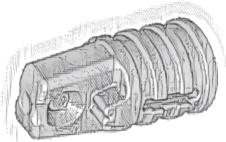 Hinge Cylinder 1 x 2 Locking with 1 Finger and Axle Hole on Ends with Slots