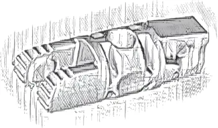 Hinge Cylinder 1 x 3 Locking with 1 Finger and 2 Fingers on Ends, with Hole