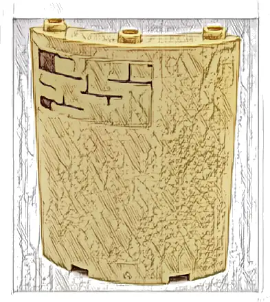 Cylinder Quarter 4 x 4 x 6 with Brown Brick Wall Pattern on Upper Left Type 1 (Sticker) - Set 75954