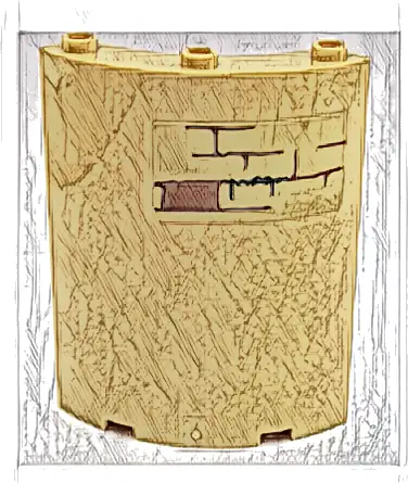 Cylinder Quarter 4 x 4 x 6 with Brown Brick Wall Pattern on Upper Right (Sticker) - Set 75954