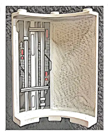 Cylinder Quarter 4 x 4 x 6 with Panel, Pipes, and Red Lights Pattern 1 (Sticker) - Set 75291