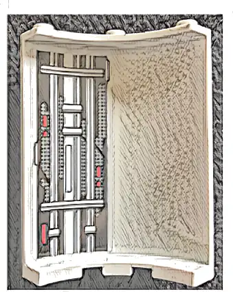 Cylinder Quarter 4 x 4 x 6 with Panel, Pipes, and Red Lights Pattern 2 (Sticker) - Set 75291