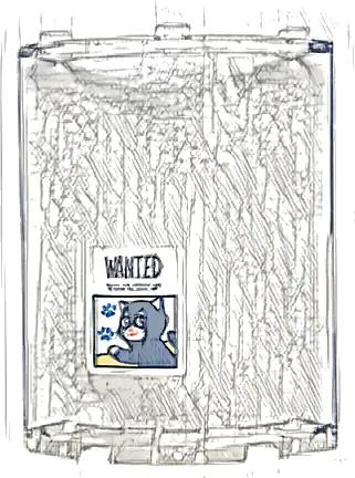 Cylinder Quarter 4 x 4 x 6 'WANTED' Poster with Dark Blue Cat and Medium Blue Paw Prints Pattern (Sticker) - Set 41728
