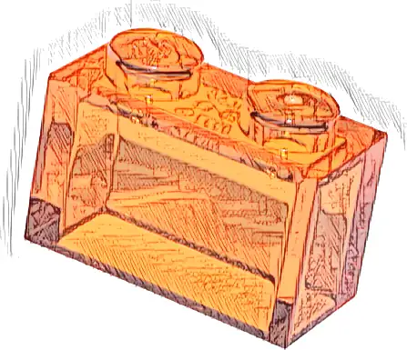 Brick 1 x 2 without Bottom Tube