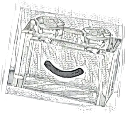 Brick 1 x 2 without Bottom Tube with Black Smile Curved Line Pattern