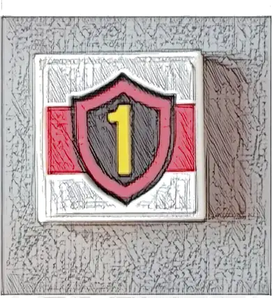 Tile 2 x 2 with Yellow Number 1 Fire Logo Badge on Red Stripe Pattern (Sticker) - Set 60004