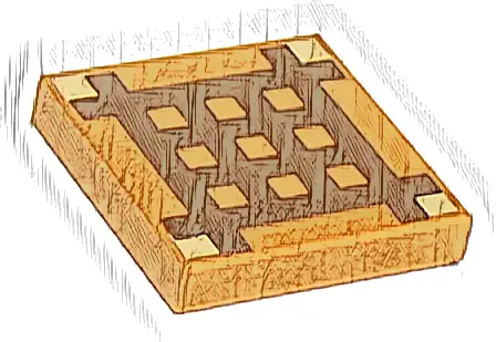 Tile 2 x 2 with Dark Brown Minecraft Crafting Table Grid Pattern