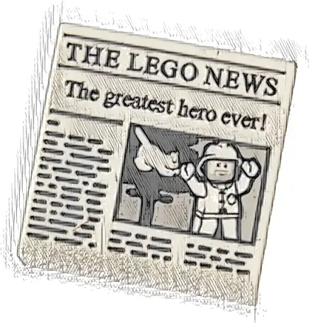 Tile 2 x 2 with Newspaper 'THE LEGO NEWS' and 'The greatest hero ever!' Pattern