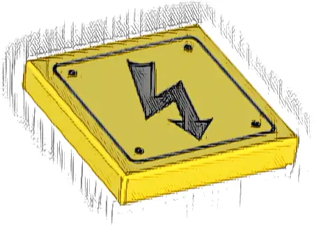 Tile 2 x 2 with Electricity Danger Sign and Rivets Pattern