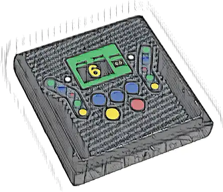 Tile 2 x 2 with Gray Grille, Blue, Red, Yellow, Green Buttons and Number 6 Pattern (Sticker) - Set 42096