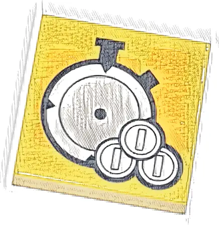 Tile 2 x 2 with White Stopwatch and Coins Pattern