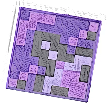 Tile 2 x 2 with Minecraft Pixelated Medium Lavender, Black, and White Glazed Terracotta Pattern