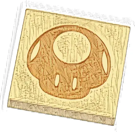 Tile 2 x 2 with Medium Nougat Mushroom Silhouette Pattern (Super Mario Nabbit Bag Side)