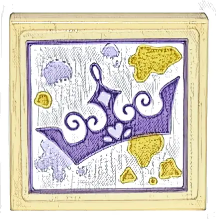 Tile 2 x 2 with Painting of Dark Purple Crown and Gold and Lavender Splotches Pattern (Sticker) - Set 43205