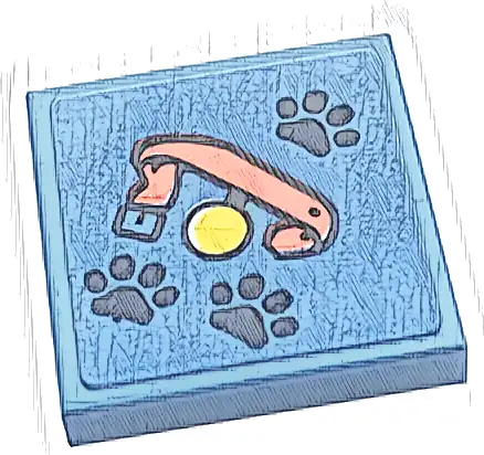 Tile 2 x 2 with Dark Blue Paw Prints and Coral Dog Collar with Yellow Tag Pattern (Sticker) - Set 41738