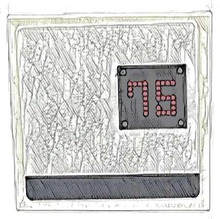 Tile 2 x 2 with Black Stripe and Square with Red Digital Number 75 Pattern Model Left Side (Sticker) - Set 76916