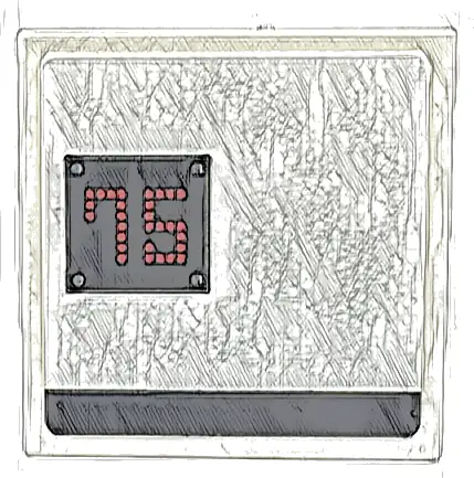 Tile 2 x 2 with Black Stripe and Square with Red Digital Number 75 Pattern Model Right Side (Sticker) - Set 76916