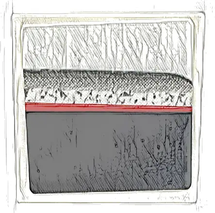 Tile 2 x 2 with Black Stripe, Red Line and Silver Edge Pattern Model Left Side (Sticker) - Set 76916