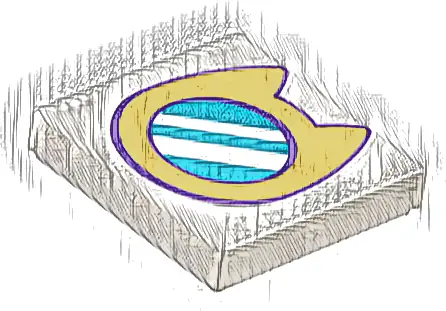 Tile 2 x 2 with Gold Porthole Window with Cat Ears and Medium Azure Glass Pattern