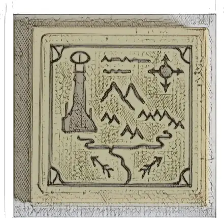 Tile 2 x 2 with Dark Tan Map with Tower (Barad-dûr), Mountains, Compass Rose and Text Pattern (Sticker) - Set 10316