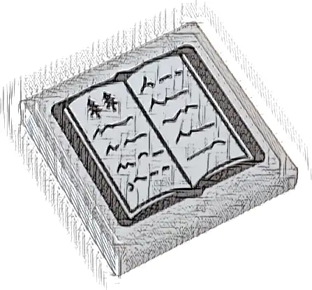 Tile 2 x 2 with Book, Open with Dark Brown Pine Trees and Black Text Pattern (Sticker) - Set 10325