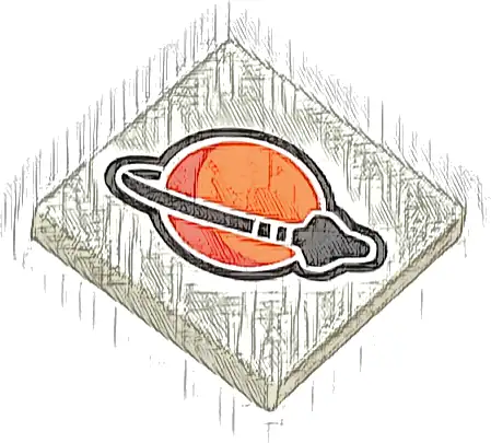 Tile 2 x 2 with Reddish Orange, Red and Black Classic Space Logo Pattern
