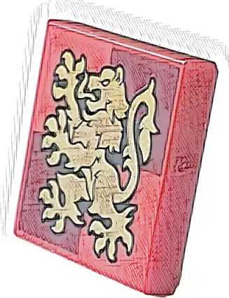 Tile 2 x 2 with Gold Gryffindor Crest on Dark Red Squares Pattern