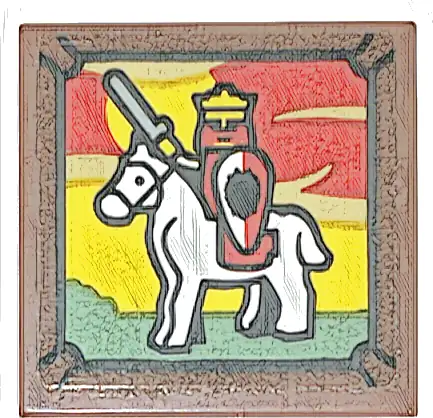 Tile 2 x 2 with Horse and Knight Painting Pattern (Sticker) - Set 10332