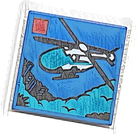 Tile 2 x 2 with LEGO City Set 60405 Emergency Rescue Helicopter Box Art Pattern