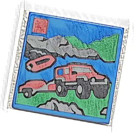 Tile 2 x 2 with LEGO City Set 60412 4x4 Fire Truck with Rescue Boat Box Art Pattern