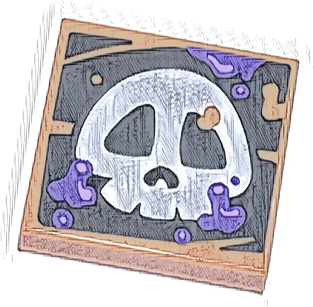 Tile 2 x 2 with White Super Mario Skull and Dark Purple Poison Splotches on Black Background Pattern