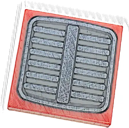 Tile 2 x 2 with Dark Silver and Dark Bluish Gray Tractor Grille Pattern