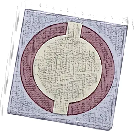 Tile 2 x 2 with SW Dark Red Semicircles on Tan Circle Pattern