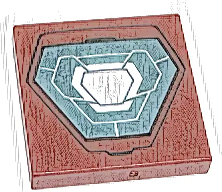 Tile 2 x 2 with White and Metallic Light Blue Hexagonal Arc Reactor Pattern