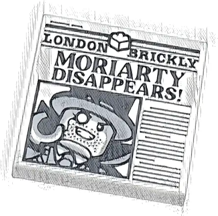 Tile 2 x 2 with Newspaper 'LONDON BRICKLY' and 'MORIARTY DISAPPEARS!' Pattern