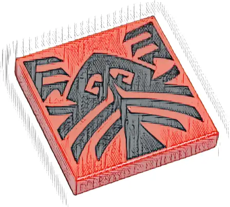 Tile 2 x 2 with Black Tattoo Markings Pattern