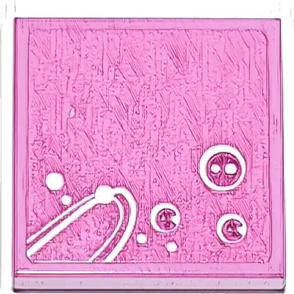 Tile 2 x 2 with White Curved Lines and Dots and Magenta Circles Pattern Model Left Side (Sticker) - Set 77241